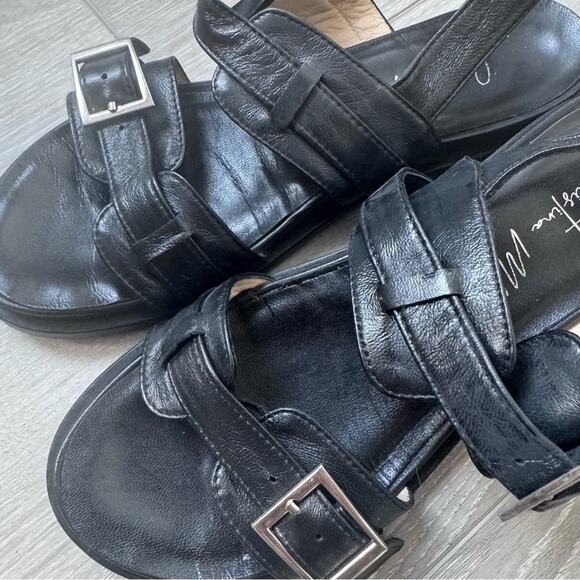 Cole Haan Black Leather Buckle Sandals - Picture 3 of 4